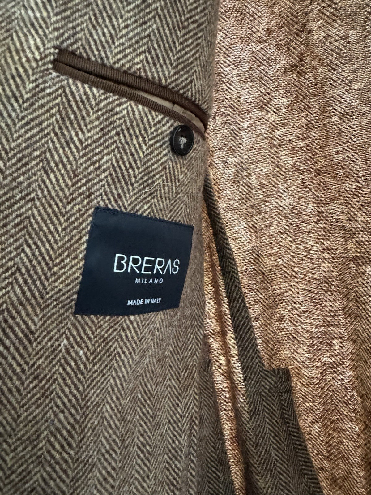 Breras Milano Giacca 100% Lana Vergine Spigata Moro Uomo 48
