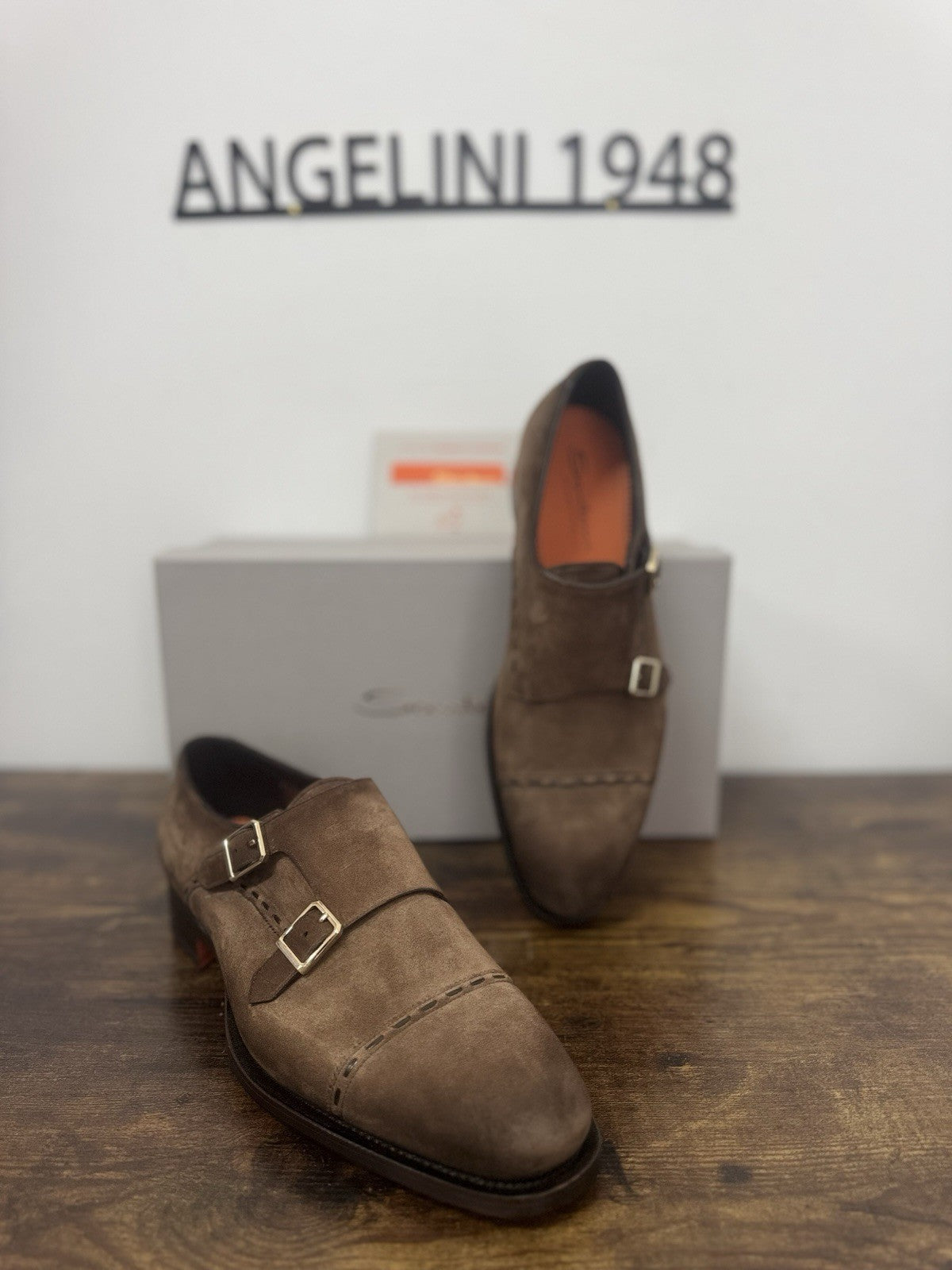 Santoni Double Buckle Goodyear Suede Brown Luxury Scarpa Santoni Uomo 42.5