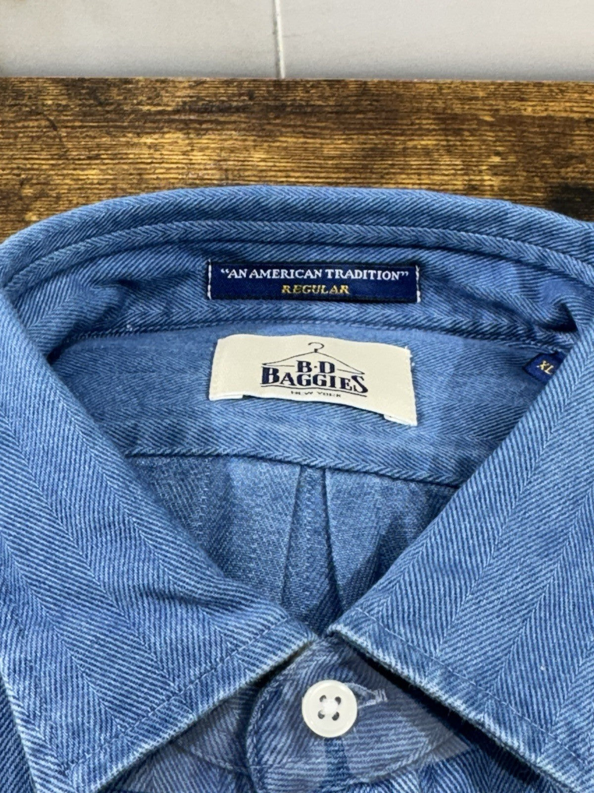B.D BAGGIES CAMICIA BRADFORD SPIGATA IN DENIM BLU AMERICAN ICON UOMO XL