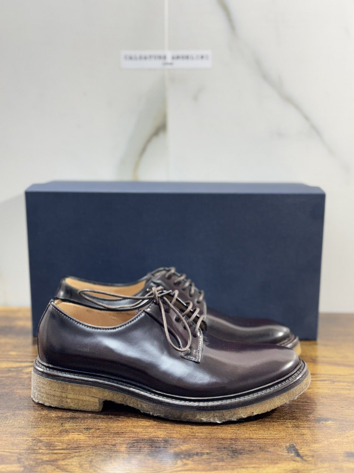 Seboy’s Scarpa Donna Derby Pelle Bordo’ Spazzolata Fondo Gomma 37