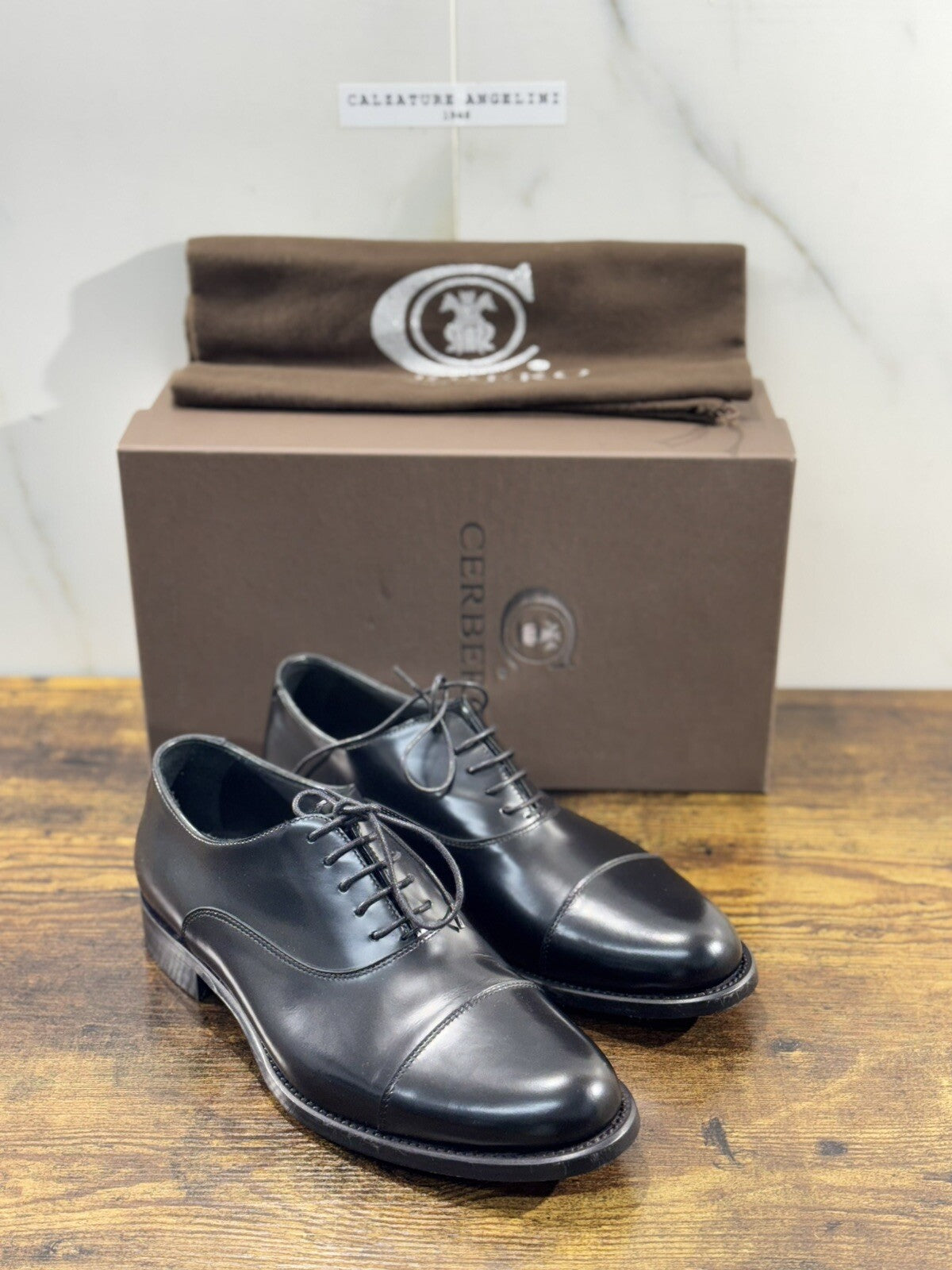 Cerbero Scarpa Uomo Oxford Pelle Nera Lavorazione Blake 46