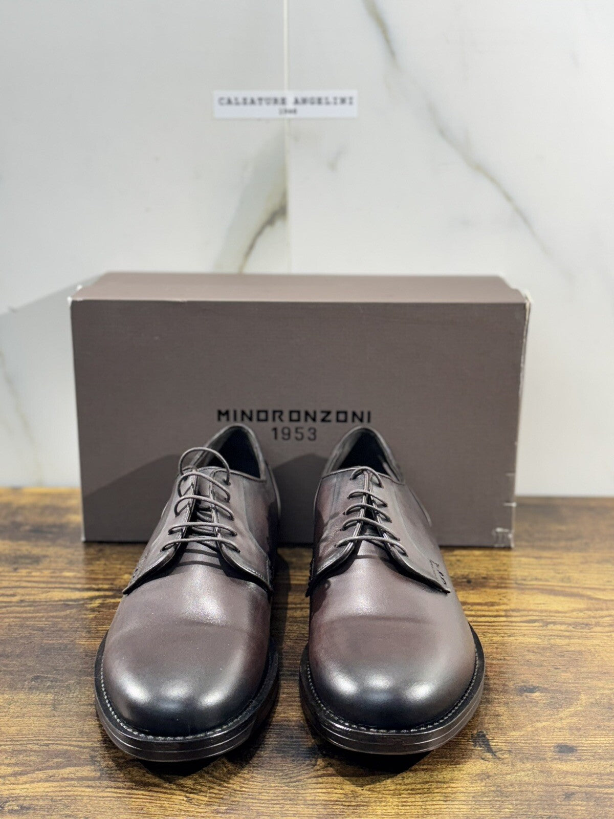 Minoronzoni 1953 Derby Uomo Pelle Testa Moro Fondo Gomma Causal Men Shoe 45