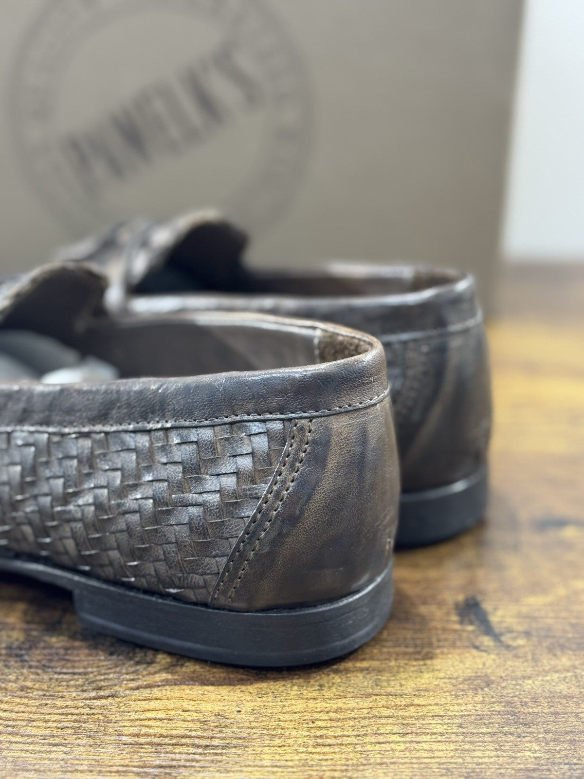 Pawelk’s Mocassino Uomo Pelle Birch Hand Made In Italy Intrecciato 44