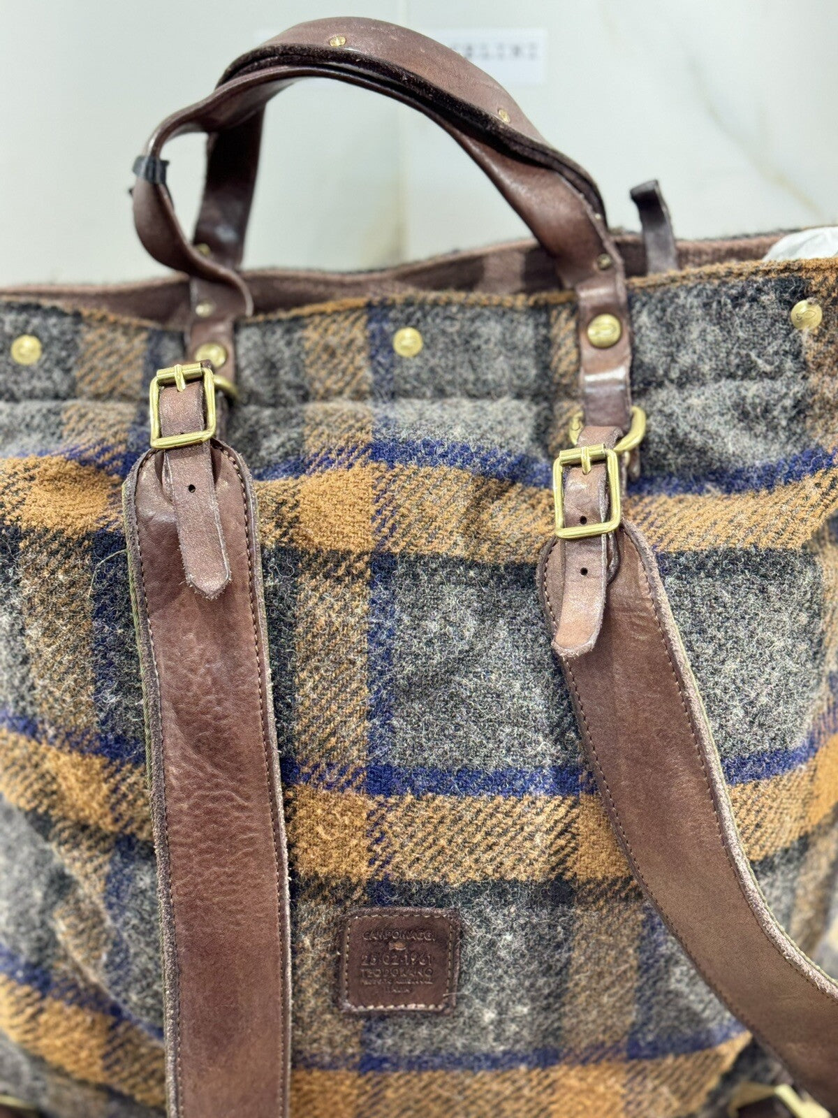 Campomaggi Zaino Donna Tartan Vacchetta Tessuto Marrone Luxury Backpack