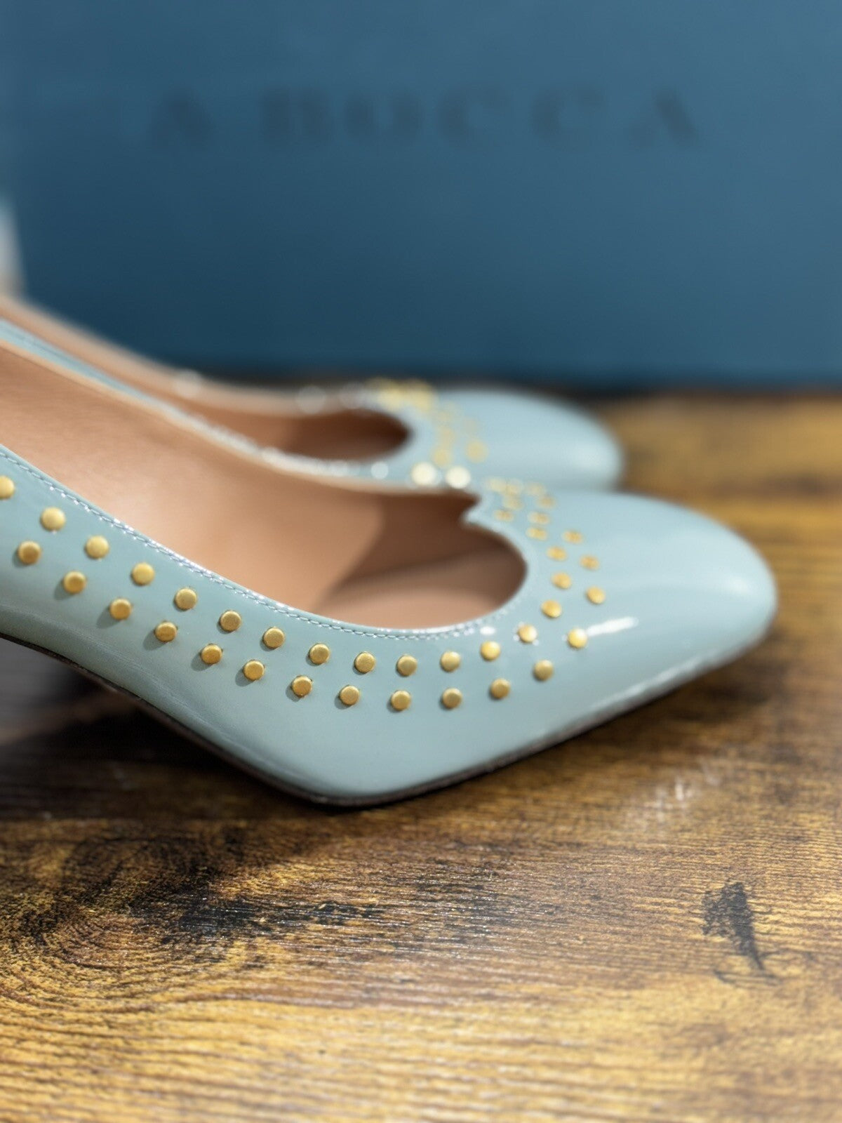 A.Bocca Two For Love Decollete Donna Pelle Cielo Tacco Luxury Handmade 39.5