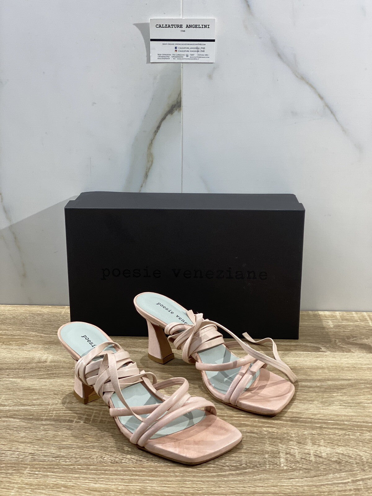 Poesie Veneziane Sandalo donna Pelle Salmone Tacco 70 made in italy 41