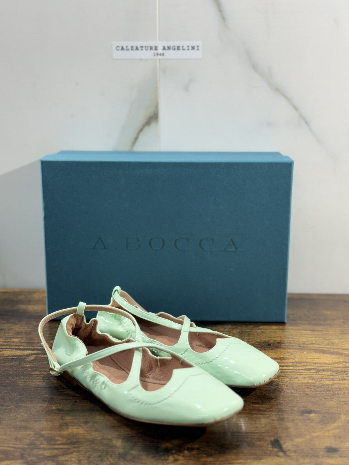 A.Bocca Two For Love Scarpa Donna Pelle Menta Con Tacco Luxury Handmade 36