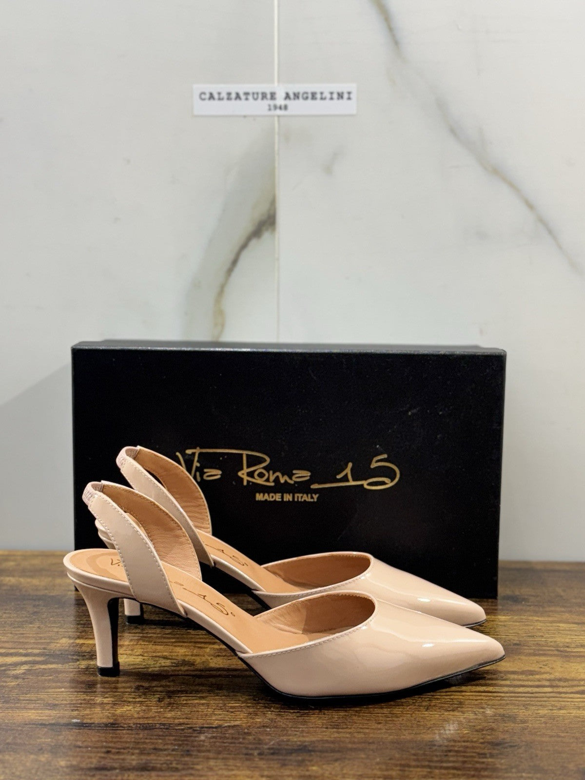 Via Roma 15 Sling Back Vernice Blush Donna 36