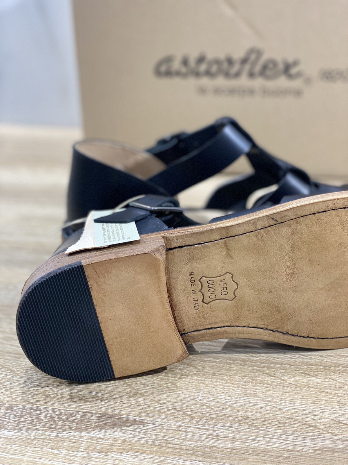 Astorflex Sandalo uomo Monkflex in Pelle Nera luxury made in italy 40