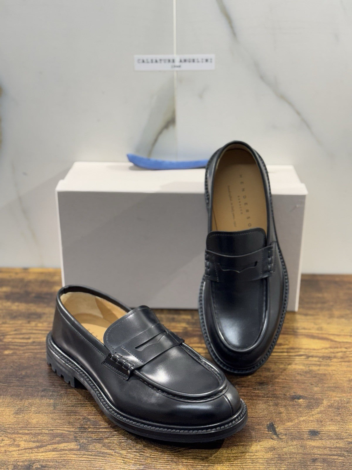 Henderson Baracco Mocassino Pelle Nero Luxury Handmade Commando Uomo 42