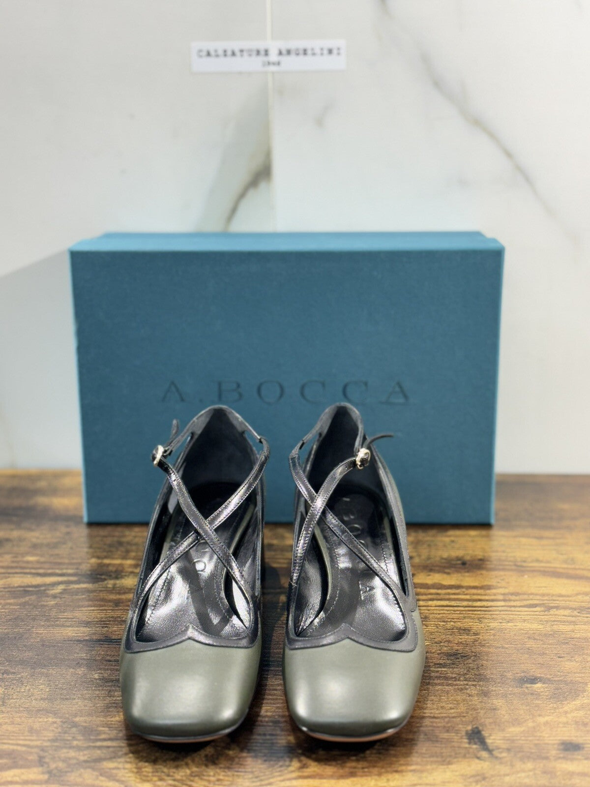 A.Bocca Two For Love Scarpa Donna Pelle Verdone Con Tacco Luxury Handmade 37