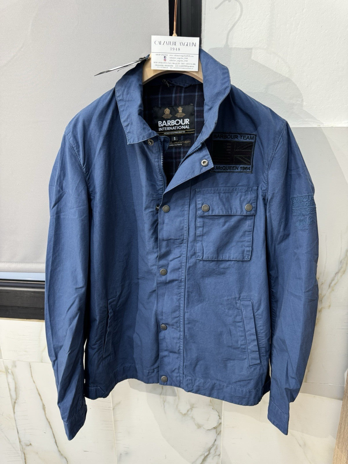 BARBOUR GIACCA WORKERS IN COTONE TINTO CAPO Steve McQueen Icon Blue M