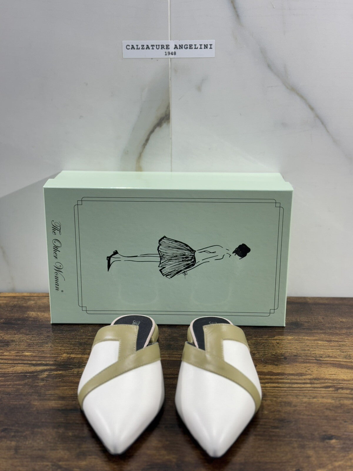 The Other Woman Sandalo Sabot Donna Pelle Bianco Oliva Made In Italy 37