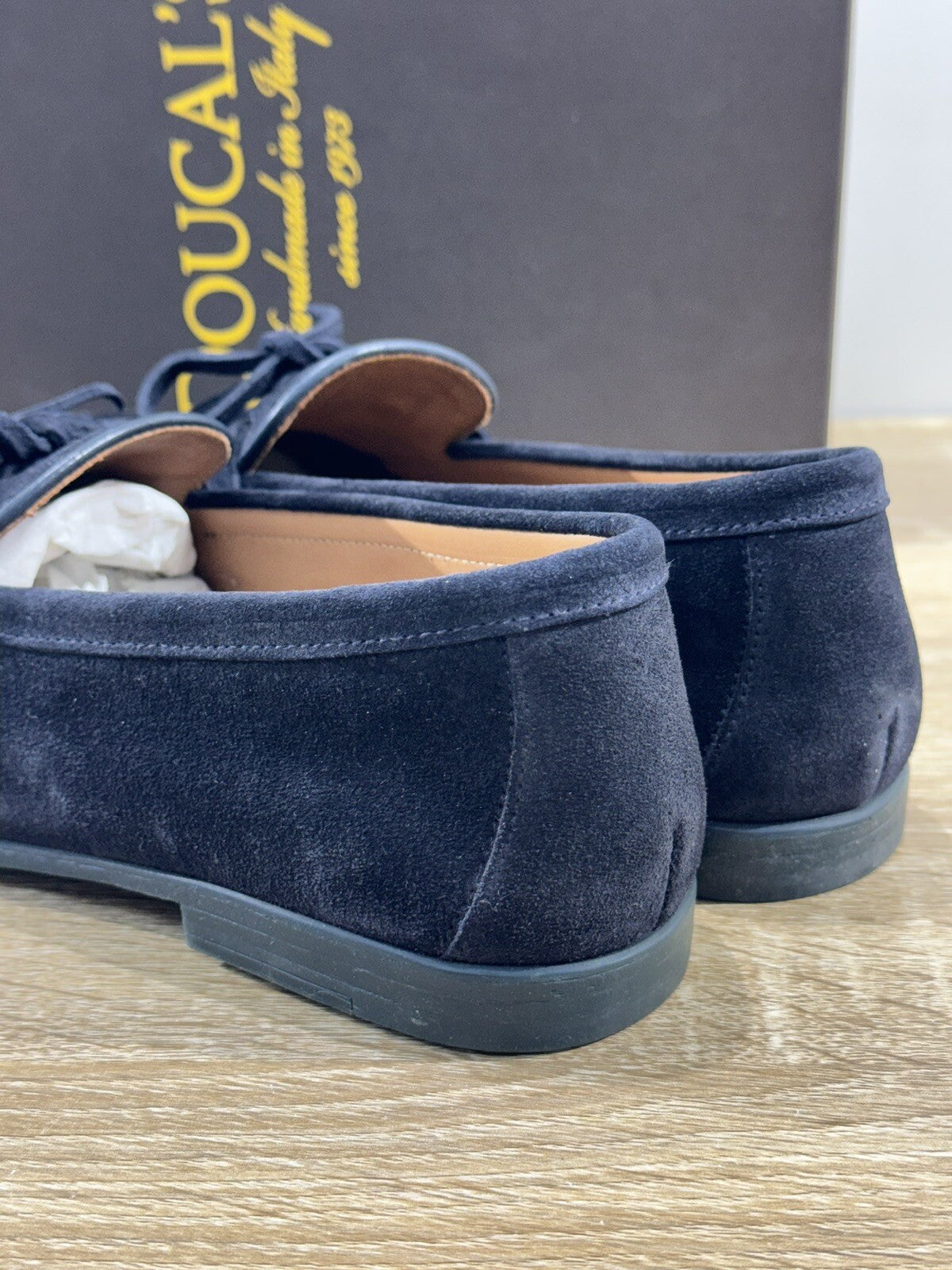 Doucal’s Mocassino Uomo Bokeh Suede Blu Ultra Flexible Luxury Men 40