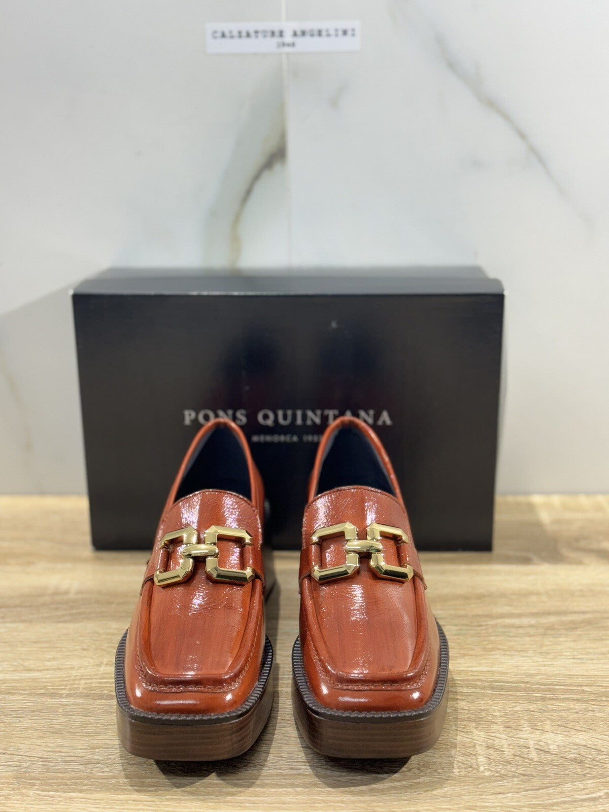 Pons Quintana Mocassino Donna Pelle Cuoio Con Tacco Casual Loafer 39