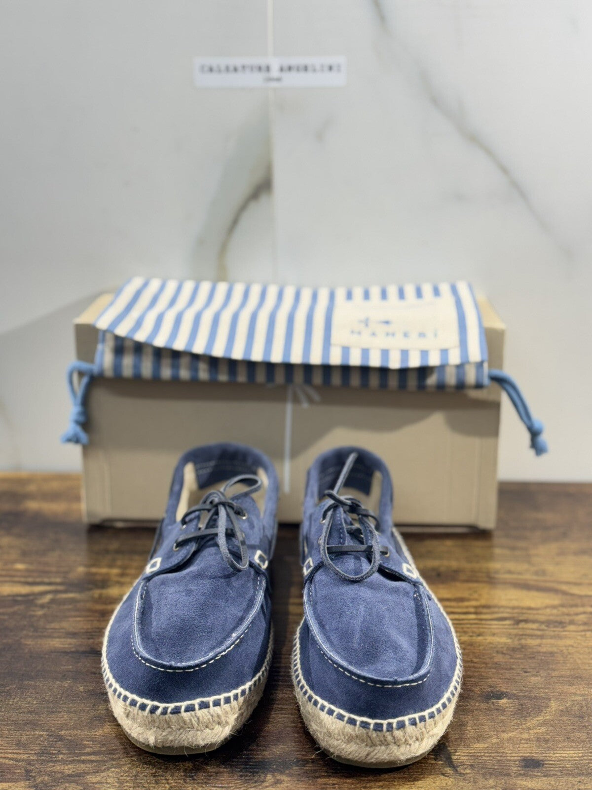Manebi’ Scarpa Uomo Boat Shoes Suede Blu Casual Epsadrillas 43