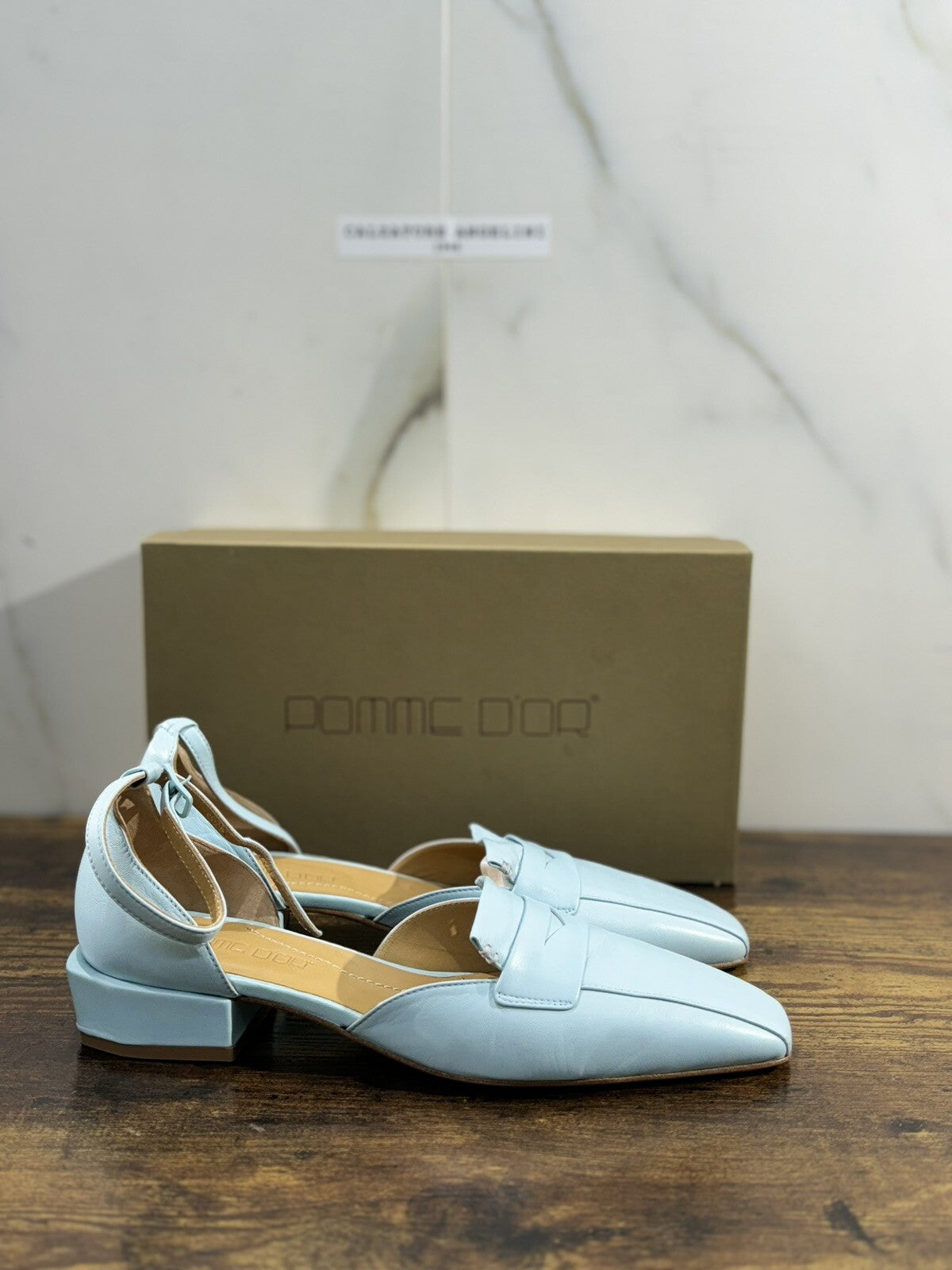 Pomme D’or Sling Back Donna Pelle Cielo Luxury Handmade Woman Pomme D’or 39