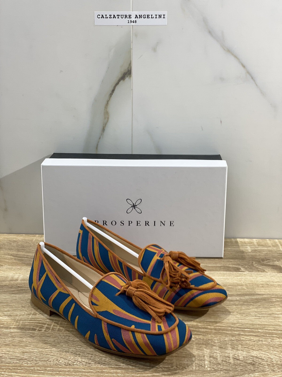 Prosperine Mocassino donna in Pelle E Tessuto MulticolorLuxury made in italy 39