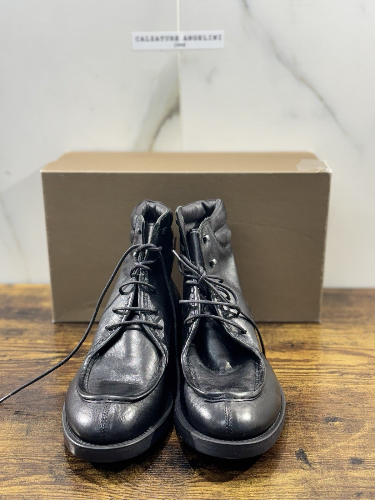 Pawelk’s Anfibio Uomo Pelle Nera Hand Made Made In Italy 40