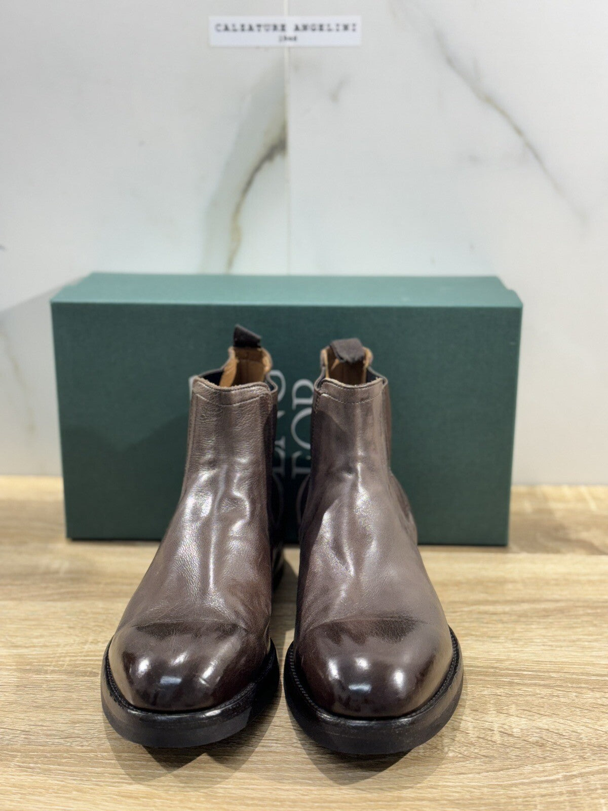 Green George Scarpa Uomo Chelsea Boot Pelle Marrone Fondo Vibram 42