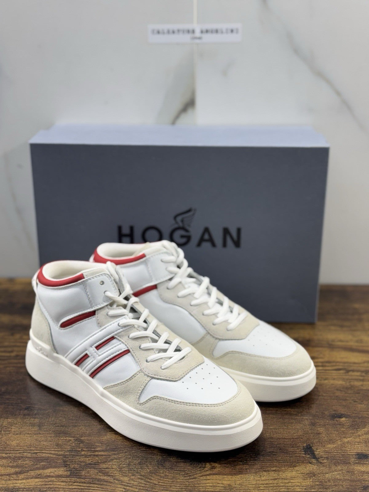 Hogan H580 High Pelle Bianca Memory Foam Casual Hogan Uomo 42.5