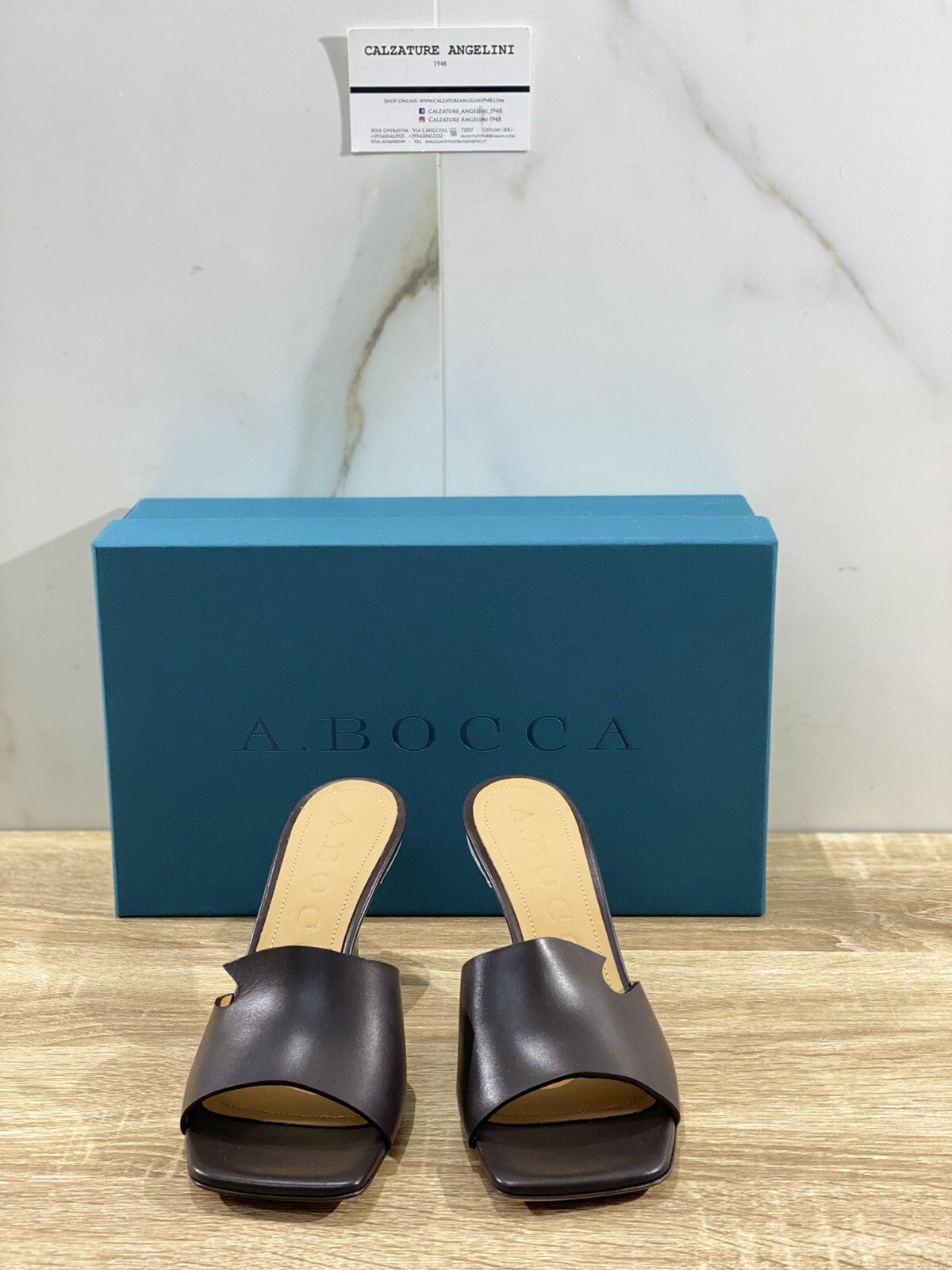 A.bocca Sandalo Donna AB2277 In Pelle Caffè Luxury Sandal Woman 36
