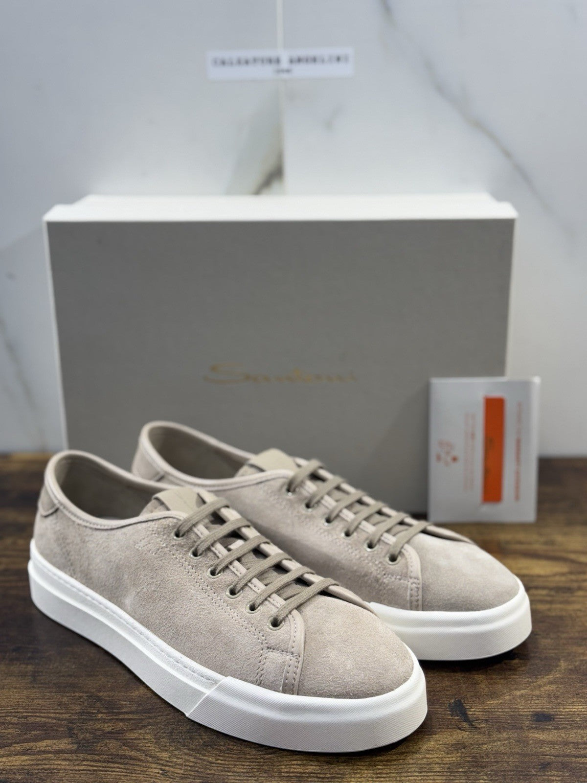 Santoni Sneaker Icon Pelle Suede Beige Luxury Santoni Scarpe Uomo 43