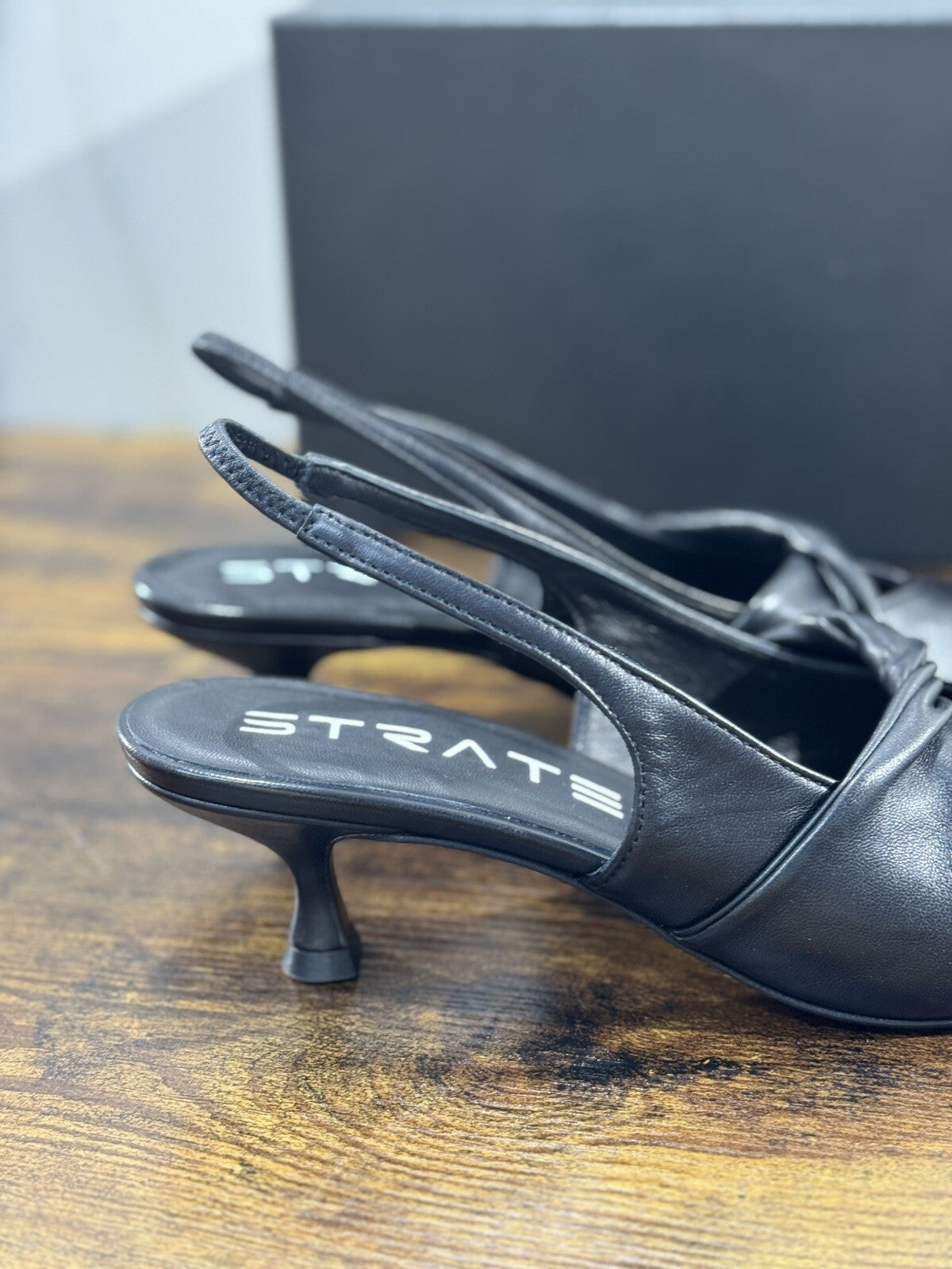 Strategia Scarpa Sling Back Donna Pelle Nero Luxury Woman Shoes Strategia 41