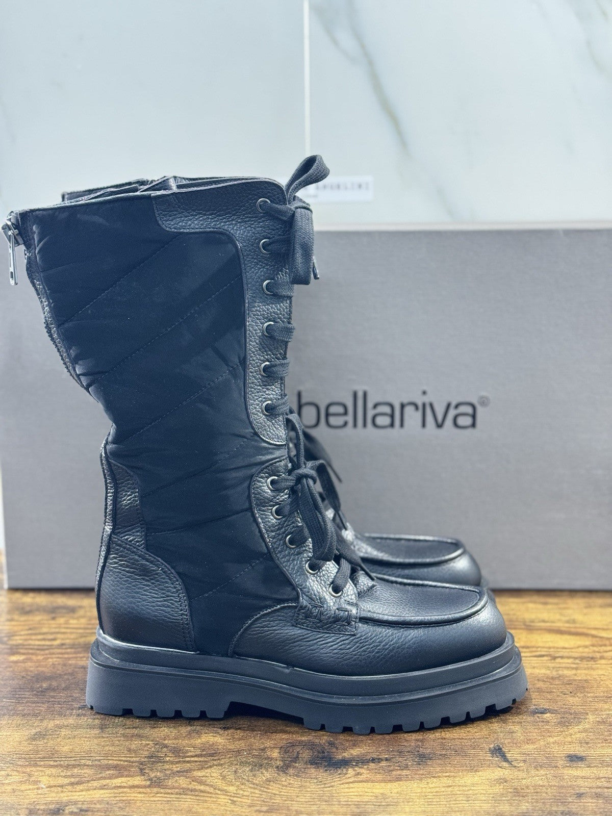 Laura Bellariva Stivale Donna Biker Pelle Nero Casual Boot 40
