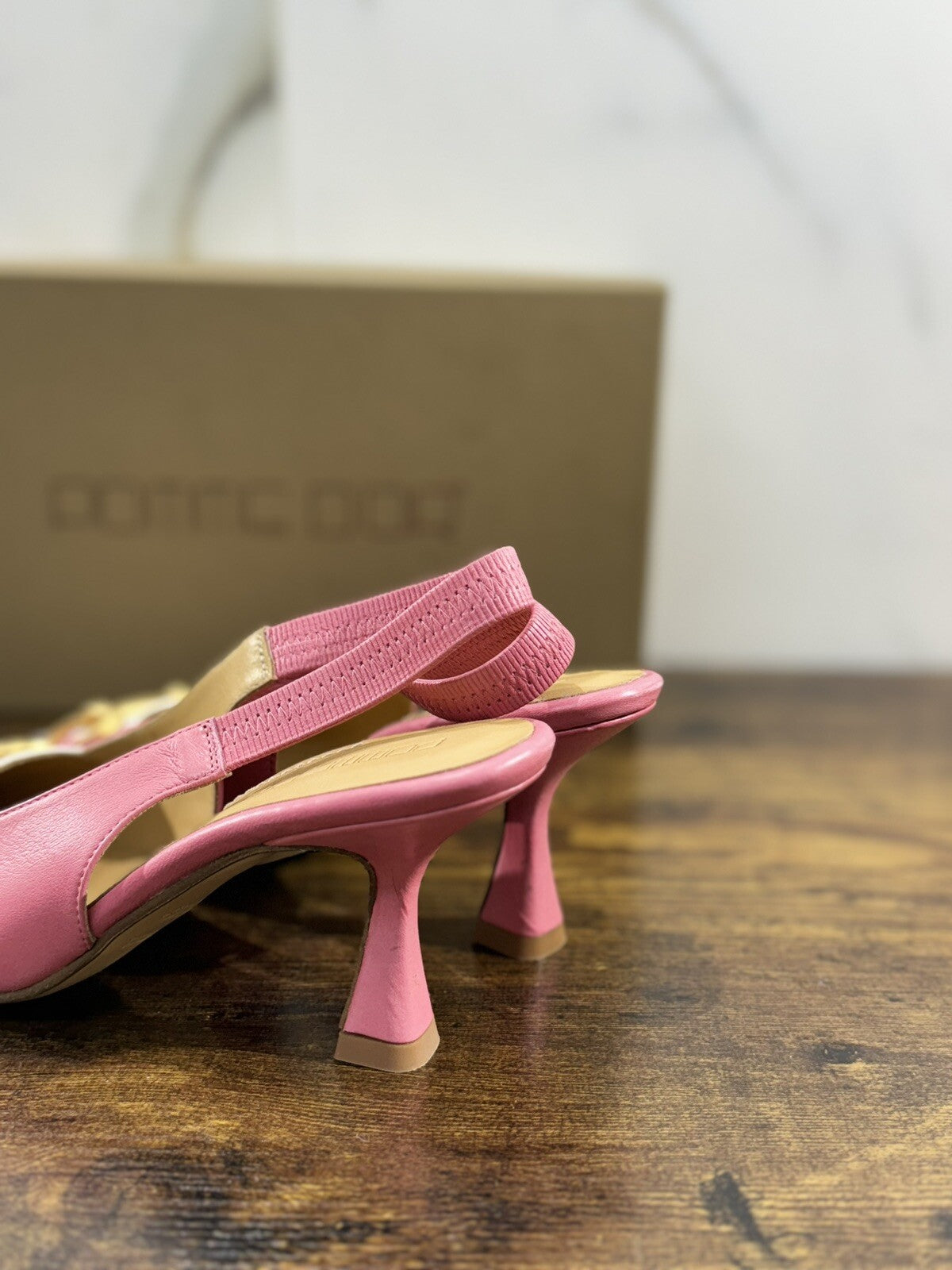 Pomme D’or Sling Back Donna Pelle Rosa Bianco Luxury Handmade Woman 39