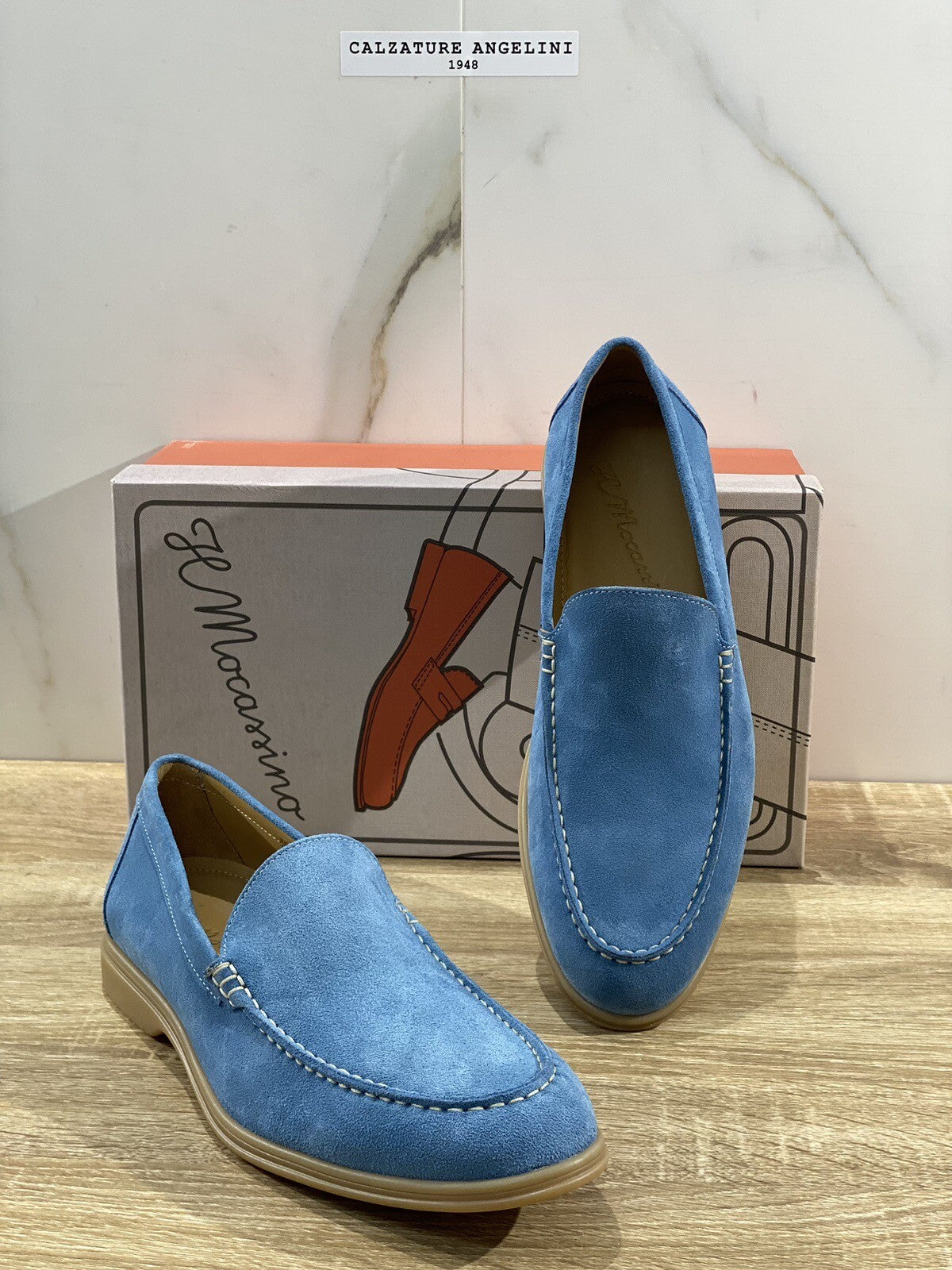 Il Mocassino Uomo In Suede Cielo Fondo Gomma Ultra Flexi Made In Italy 44