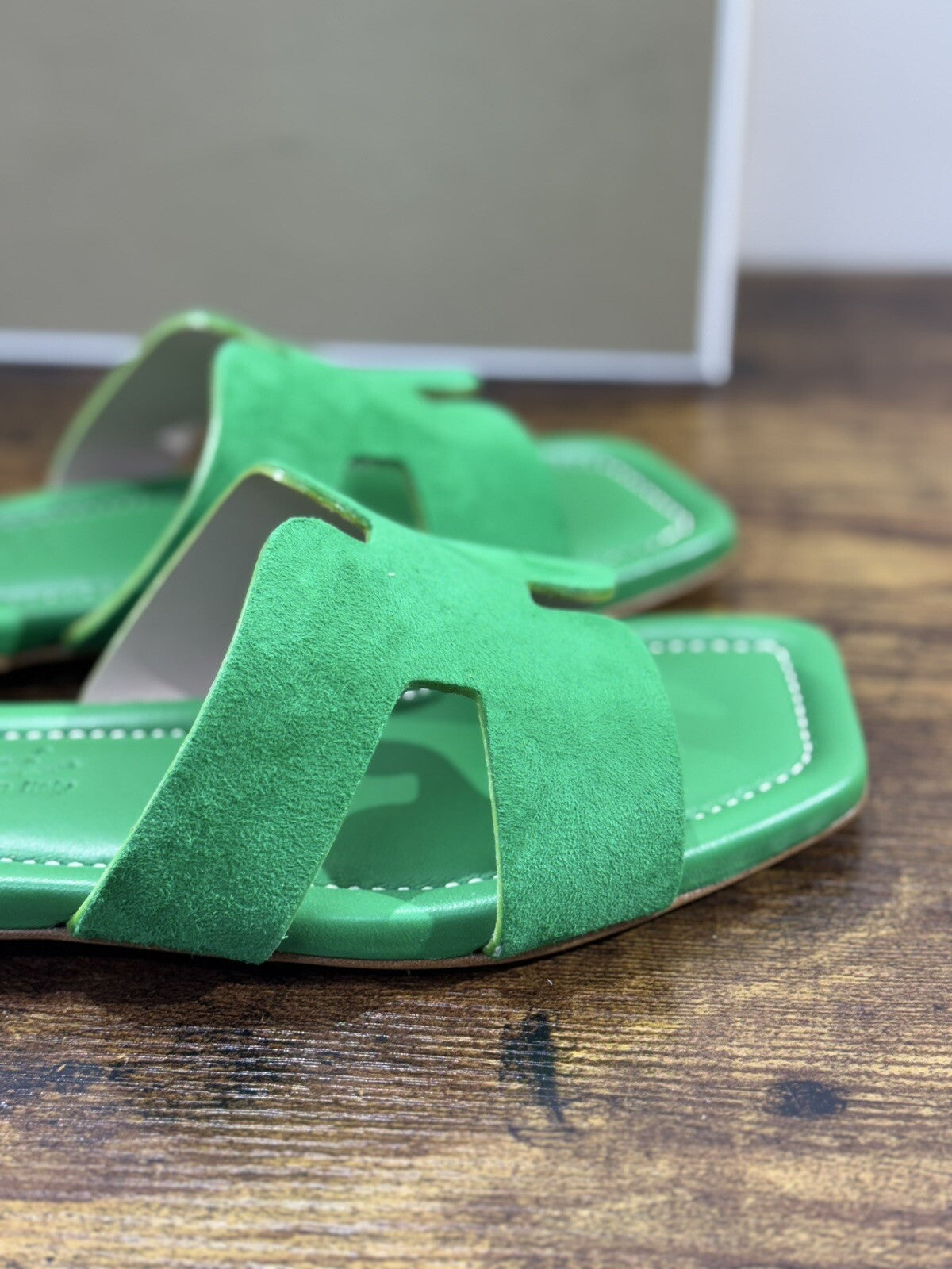 Capri Sandalo Donna In Suede Verde Soft Fatto A Mano In Italia Fondo Cuoio 38