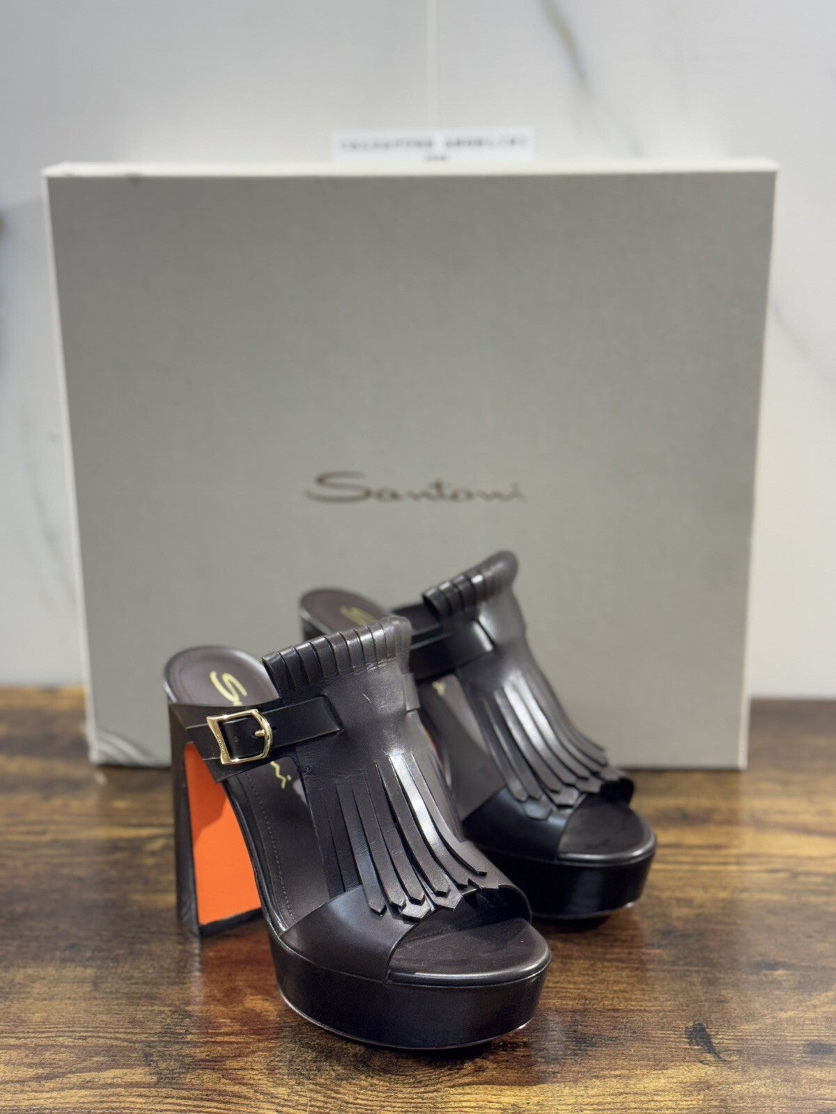 Santoni Sandalo Donna In Pelle Marrone Super Soft Luxury Woman Shoe 37