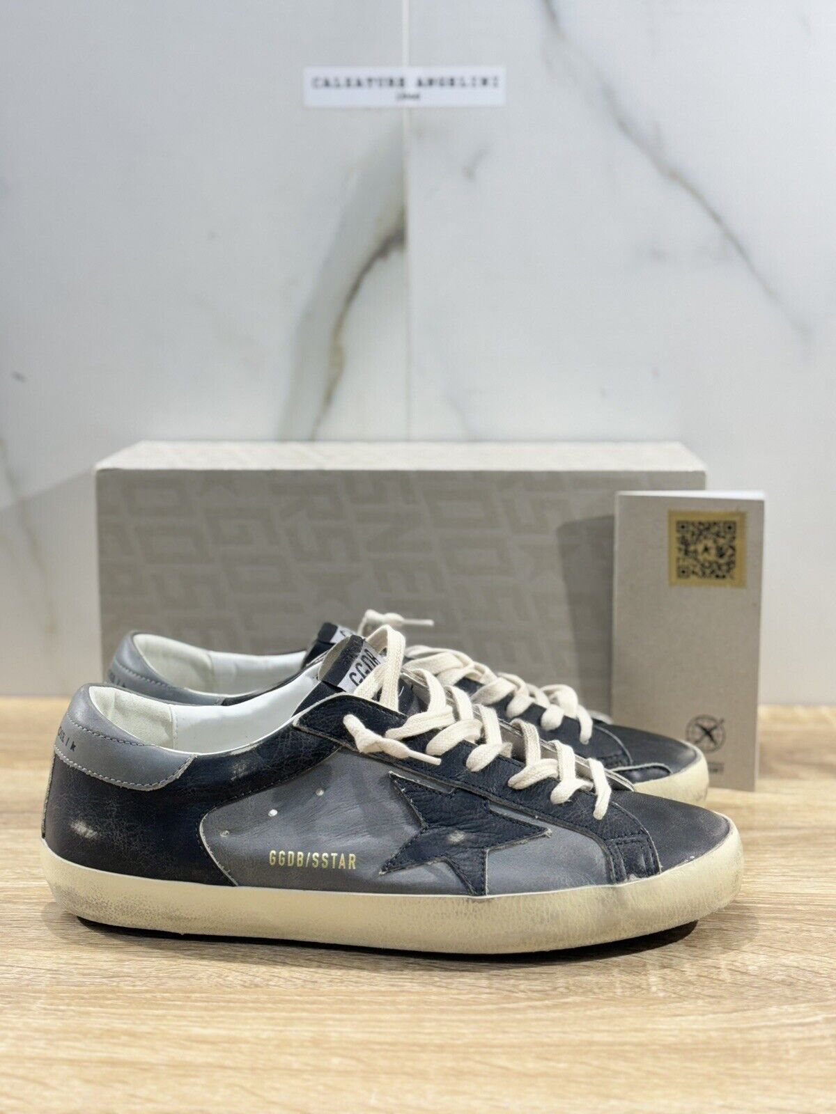 Golden Goose Sneaker Uomo Super Star Nero Grigio Pelle Luxury Men Sneaker 46