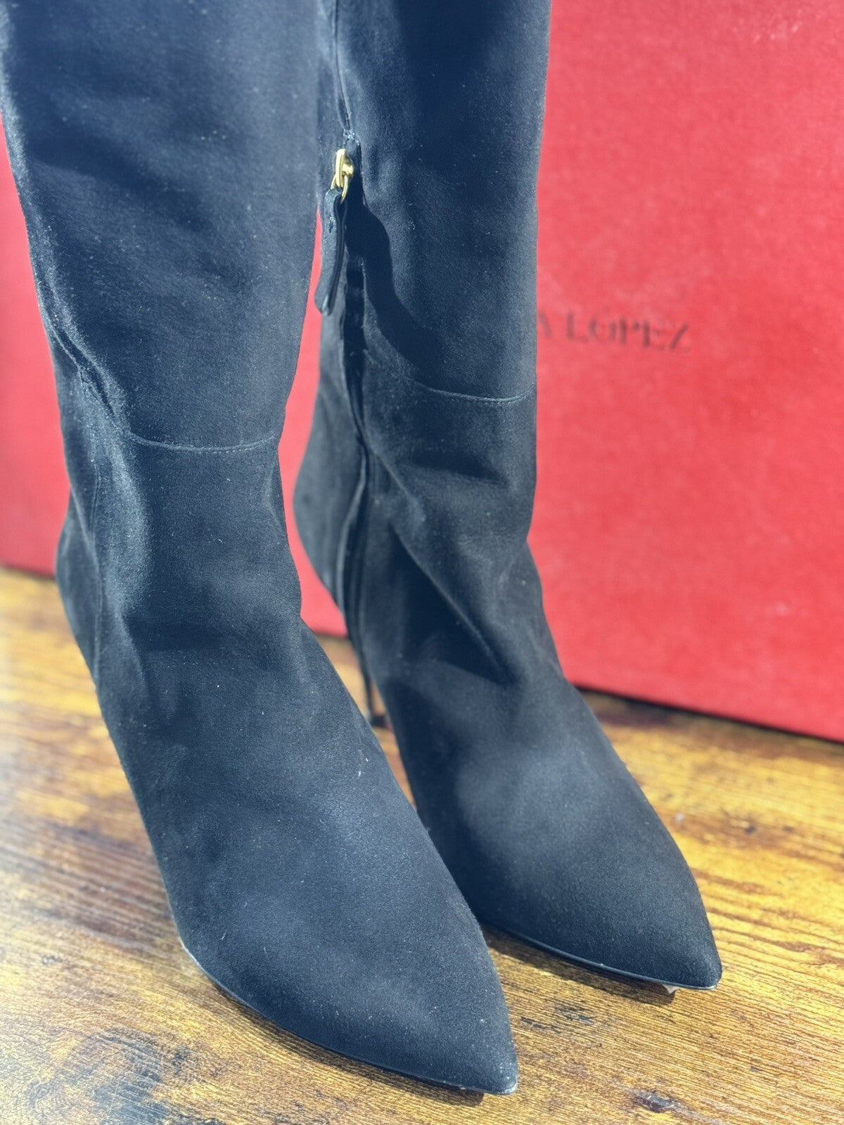 Pura Lopez Stivale Donna Sopra Ginocchio Suede Nero Luxury Boot 39