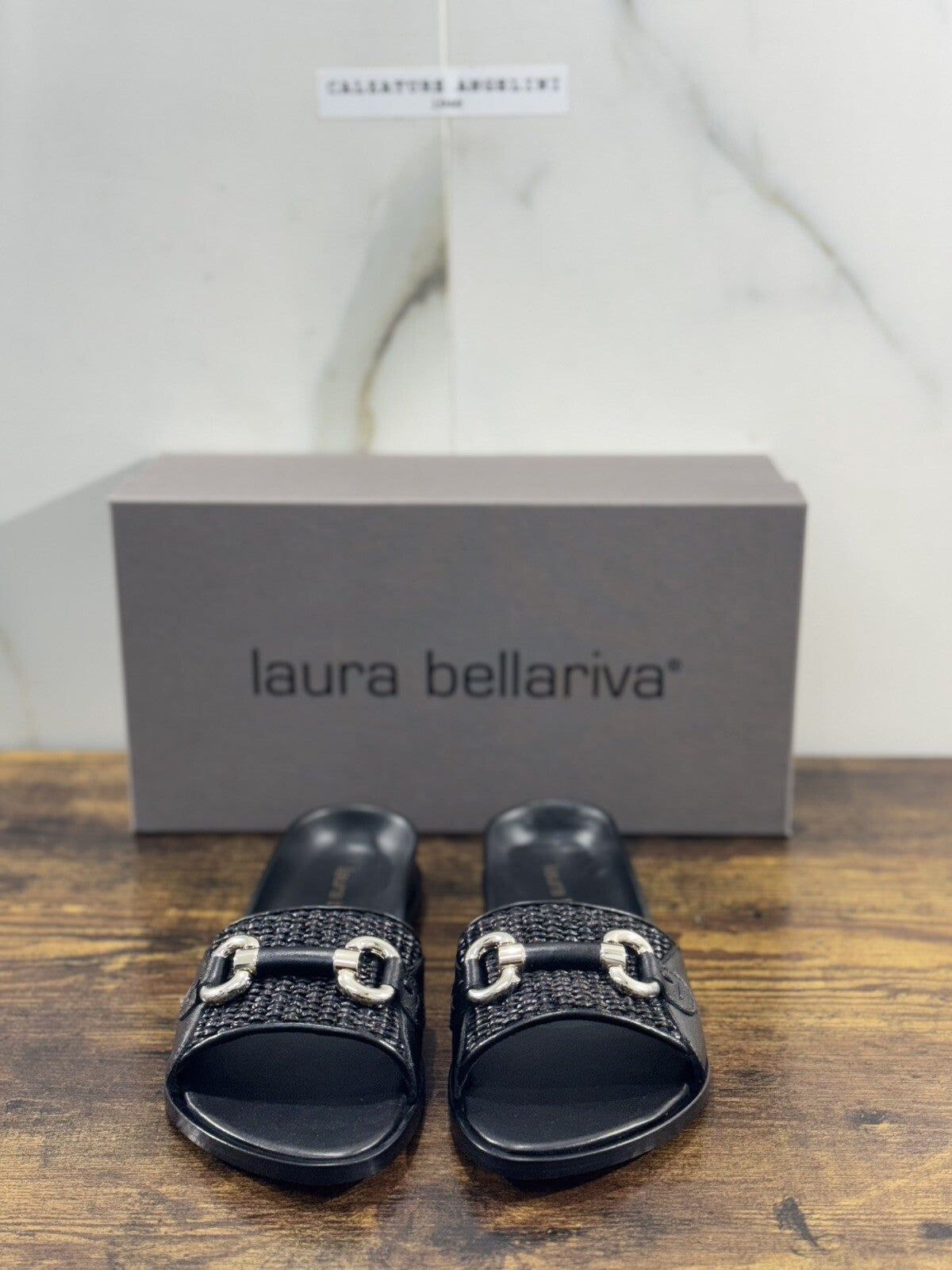 Laura Bellariva Sandalo Donna In Pelle Nera Made In Italy 39