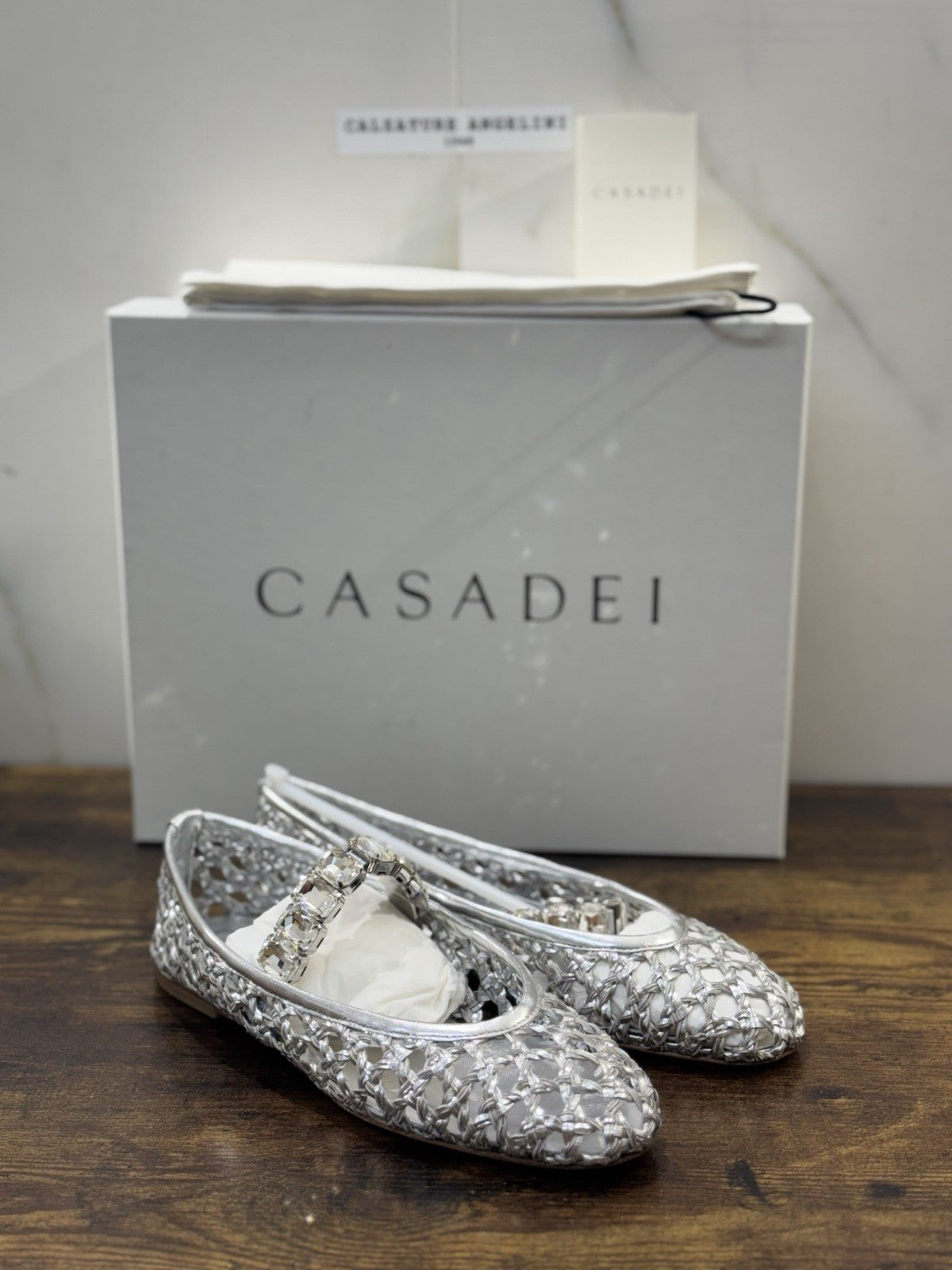 Casadei Ballerina Versilia Argento Luxury Casadei Scarpe Donna 38