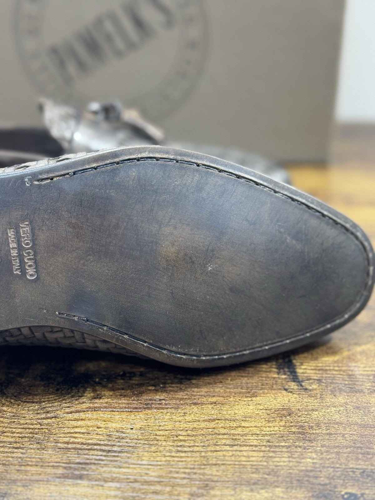 Pawelk’s Mocassino Uomo Pelle Birch Hand Made In Italy Intrecciato 44
