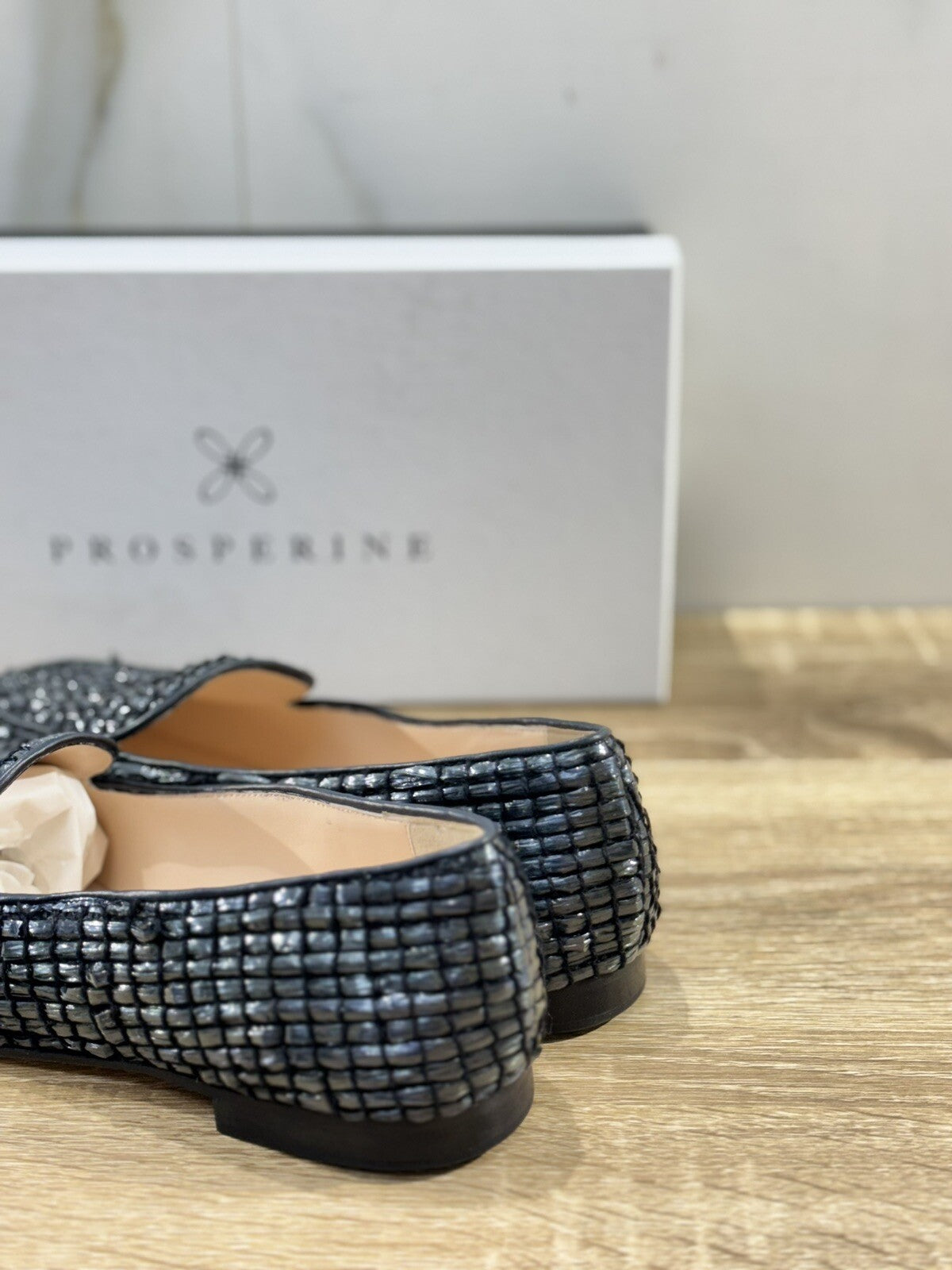 Prosperine Ballerina donna Raffia Petrolio luxury made in italy 37