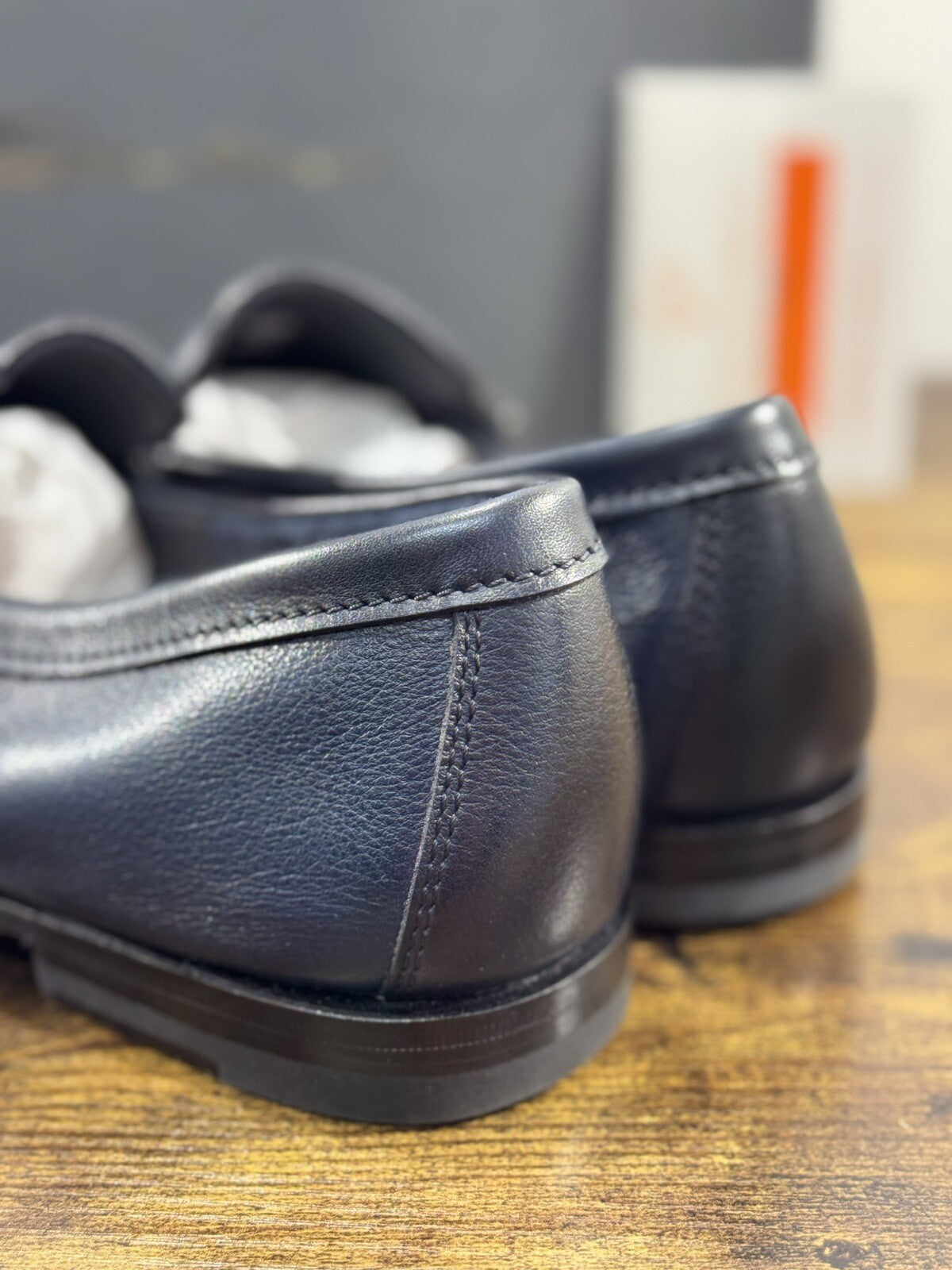 Santoni Scarpa Uomo Limited Edition Alligatore Double Buckle Goodyear Blu 43