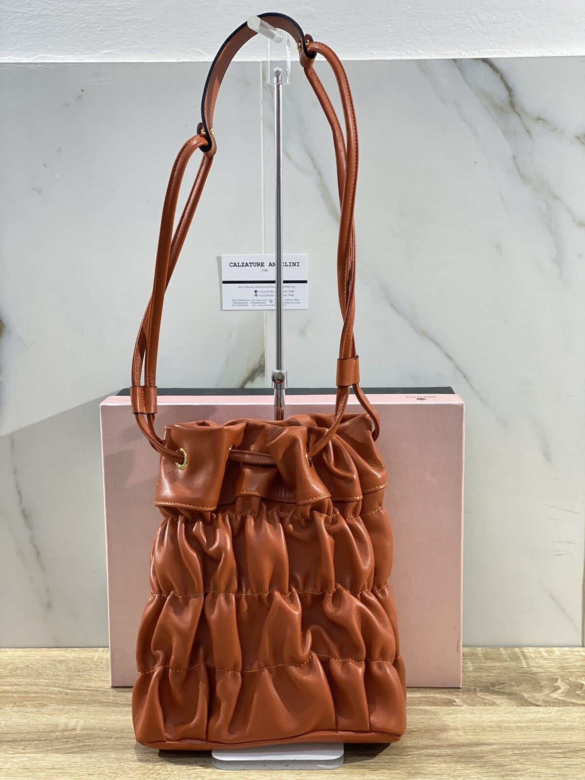 L’arianna Borsa donna in pelle Mattone secchiello made in italy pelle