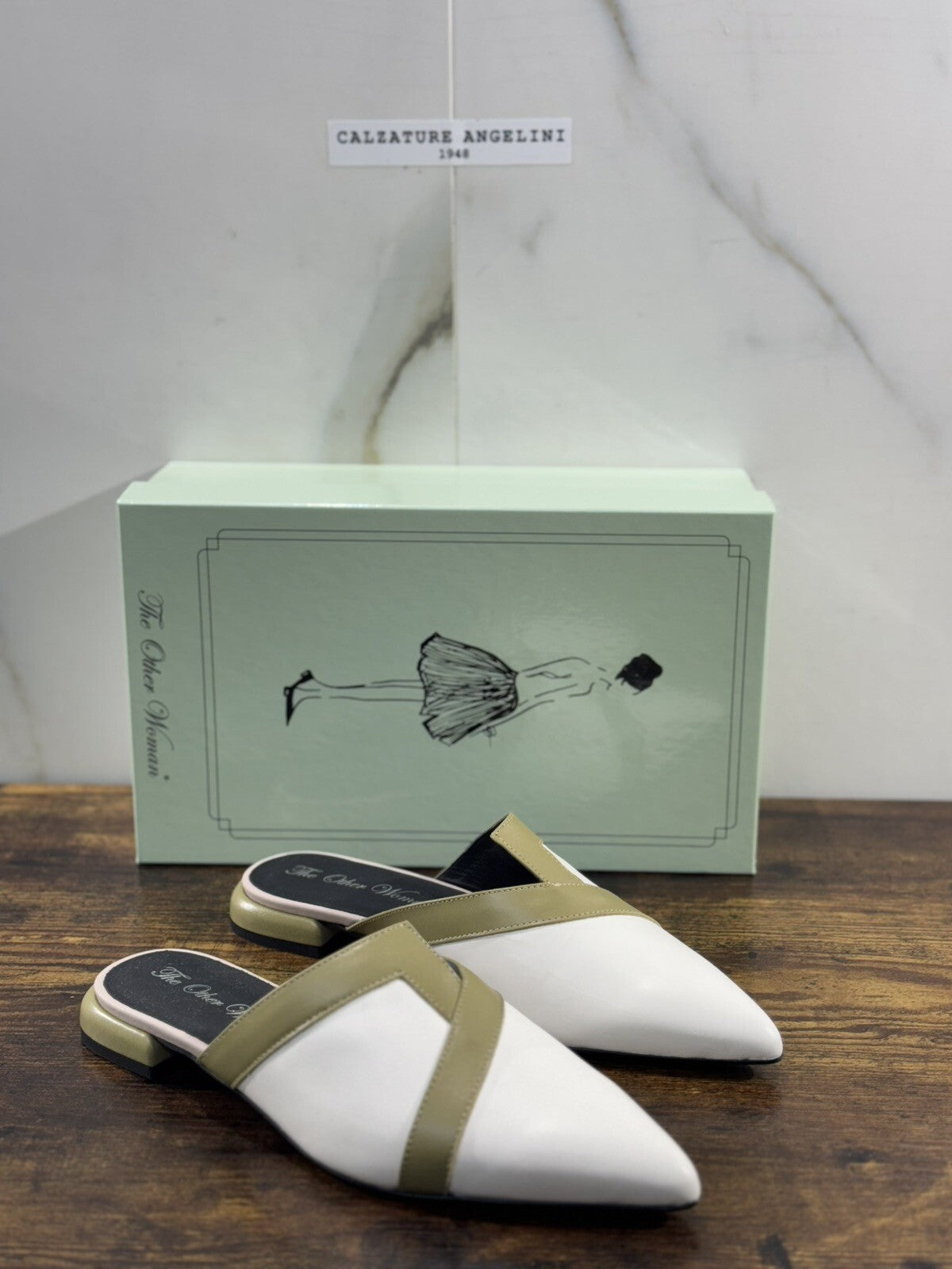 The Other Woman Sandalo Sabot Donna Pelle Bianco Oliva Made In Italy 37