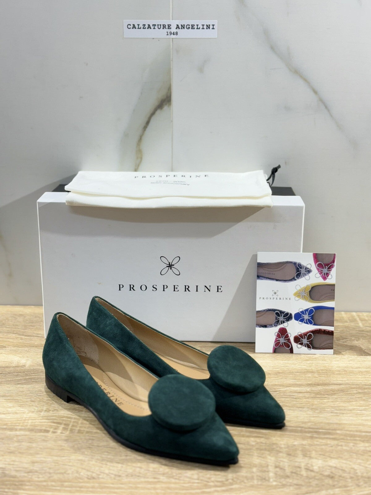 Prosperine Ballerina donna in Suede Verde luxury made in italy 36.5