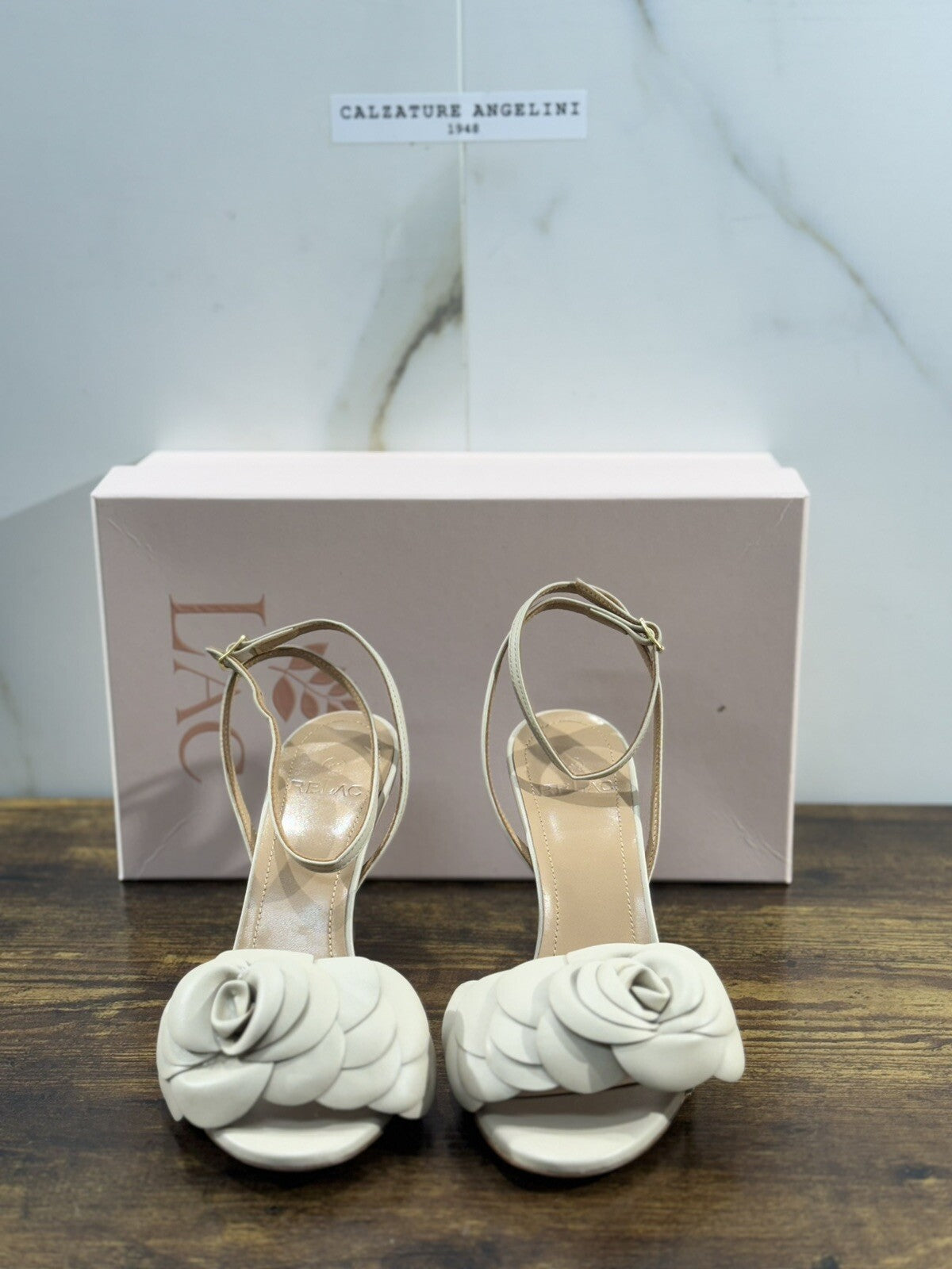 Relac Sandalo Donna Fiore Pelle Beige Chiaro Handmade Shoes Relac 39