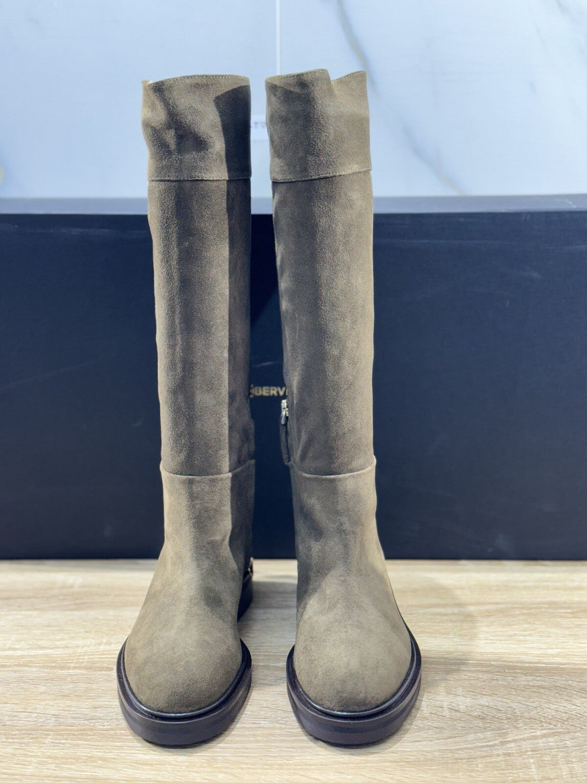 Angelo Bervicato Stivale Donna Tubo Suede Verdone Handmade 36
