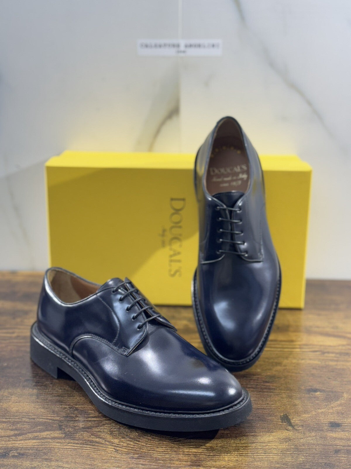 Doucal’s Scarpa Uomo Derby Pelle Blu Extra Light Luxury Men Doucal’s Shoes 40