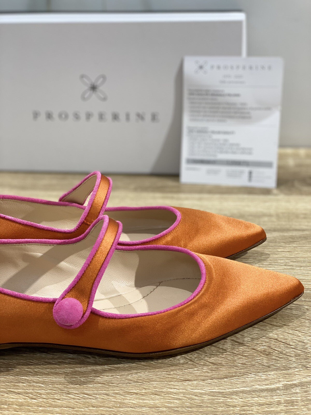Prosperine Donna Ballerina Lavorazione Sacchetto Raso Arancio 39