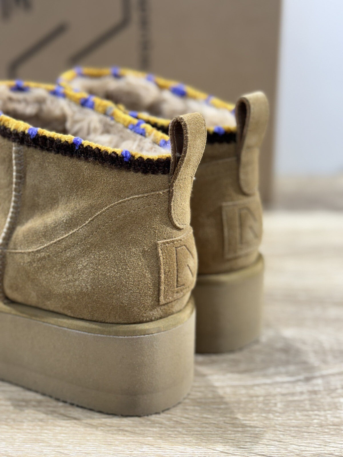 Ennequadro Donna Platform Boot Suede Camel Fur Extralight Winter Boot 40