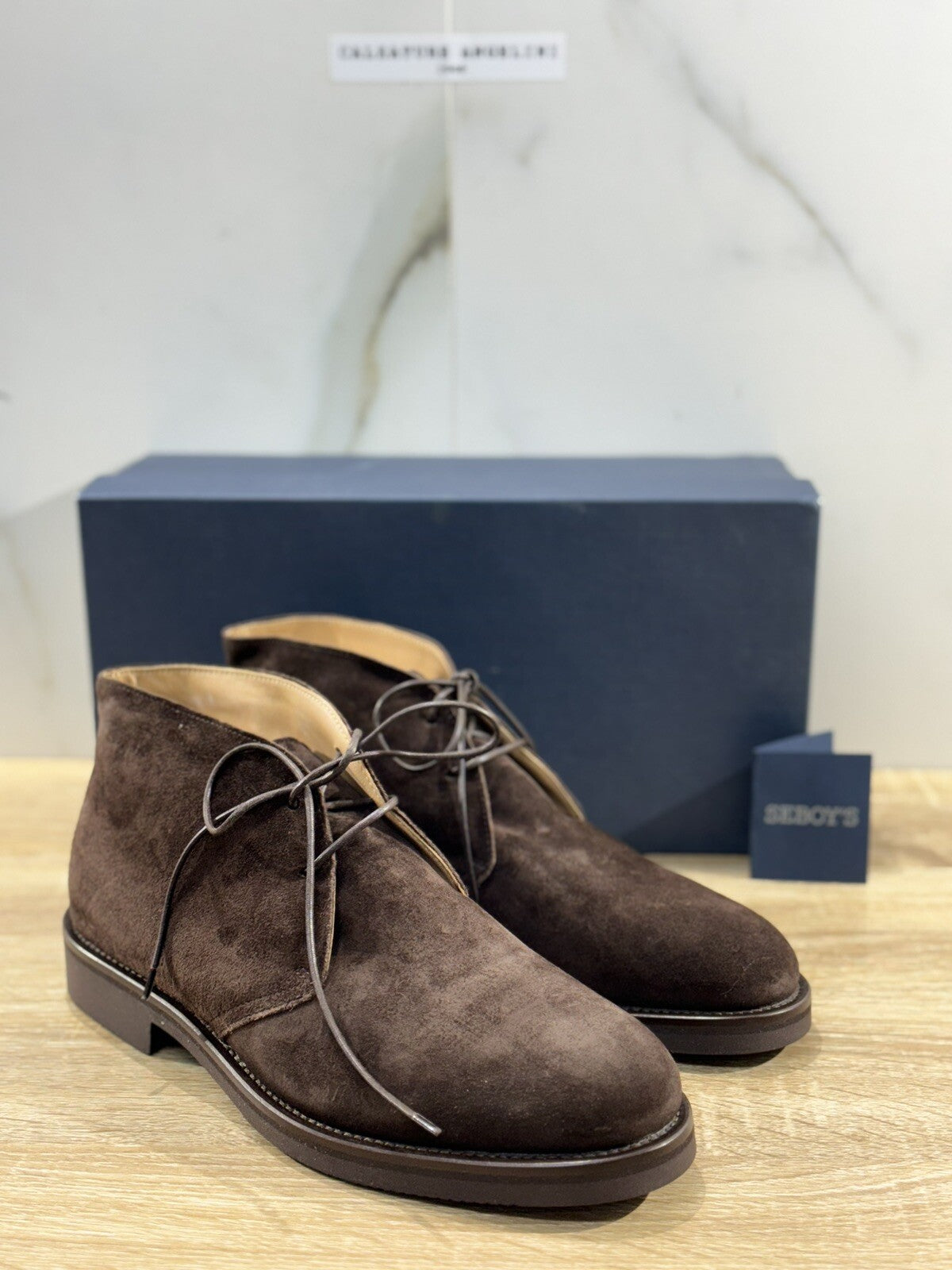 Seboy’s Polacchino Uomo Suede Testa Moro Fondo Vibram Made In Italy 40
