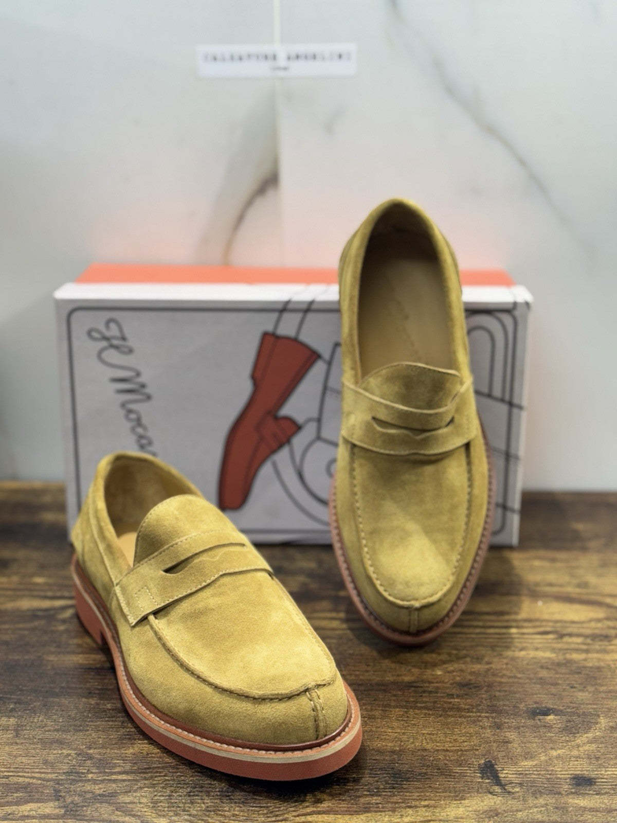 Il Mocassino Modello Weston Pelle Suede Sabbia Fatto In Italia Uomo 44